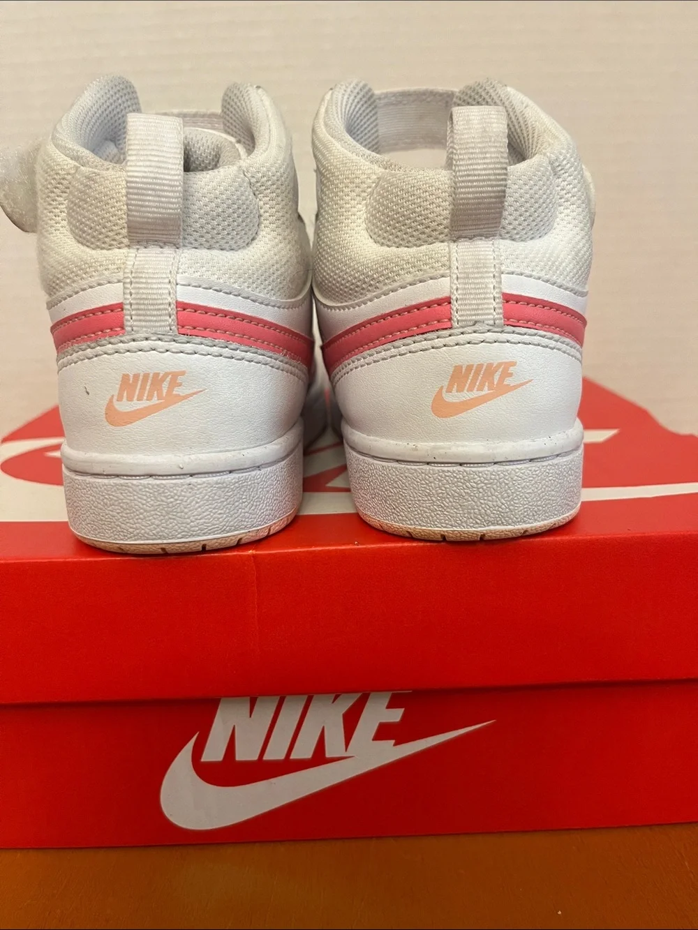Nike Kids White & Pink High-Top Sneakers